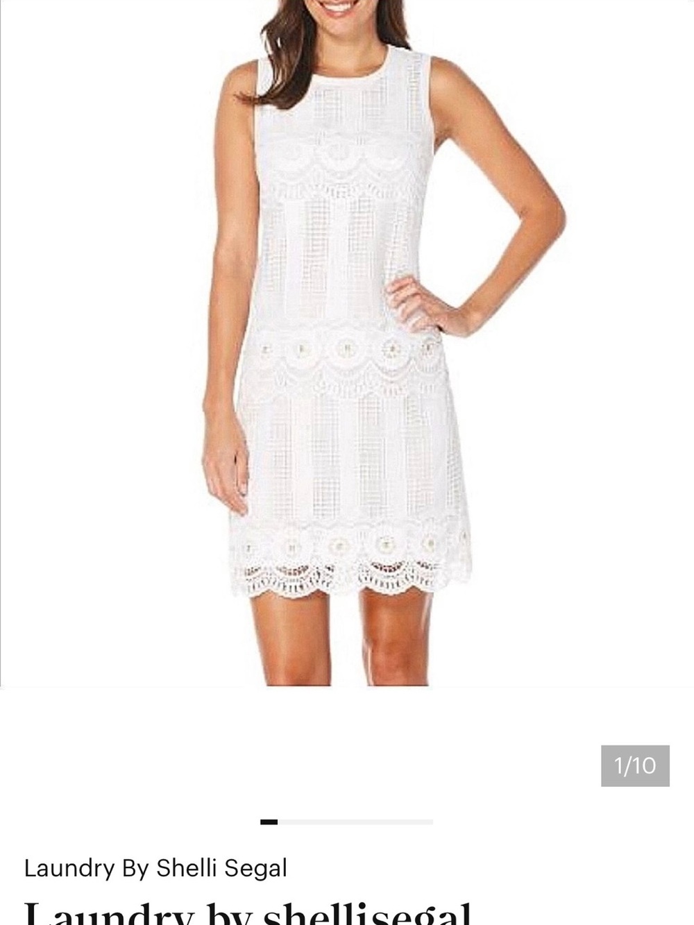 Laundry by Shelli Segal White Lace Sleeveless Shift Dress Size 4